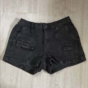 Black denim shorts